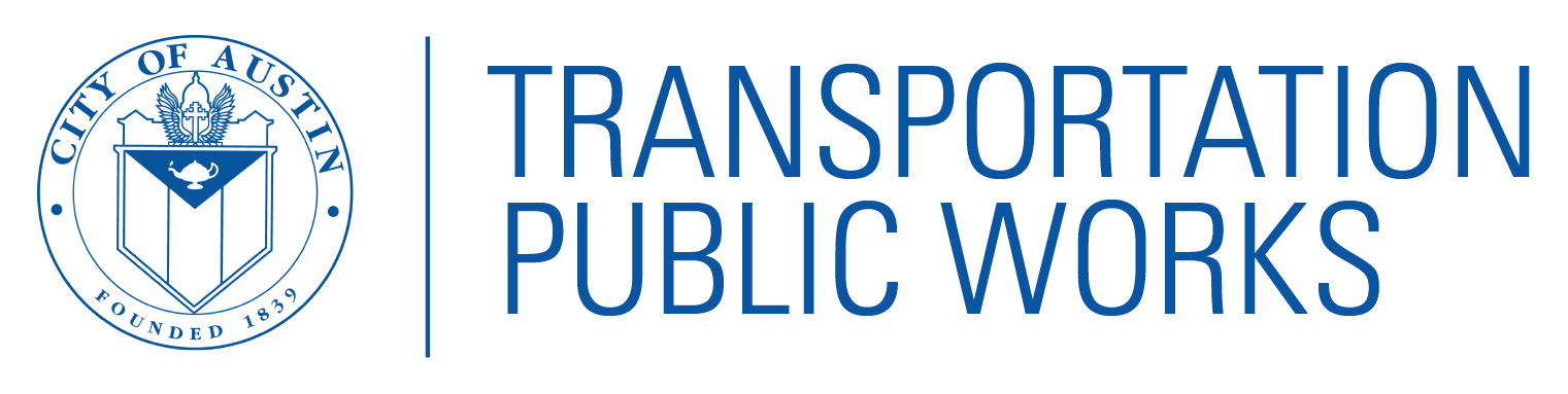 Transportation and Public Works wordmark including the City of Austin seal